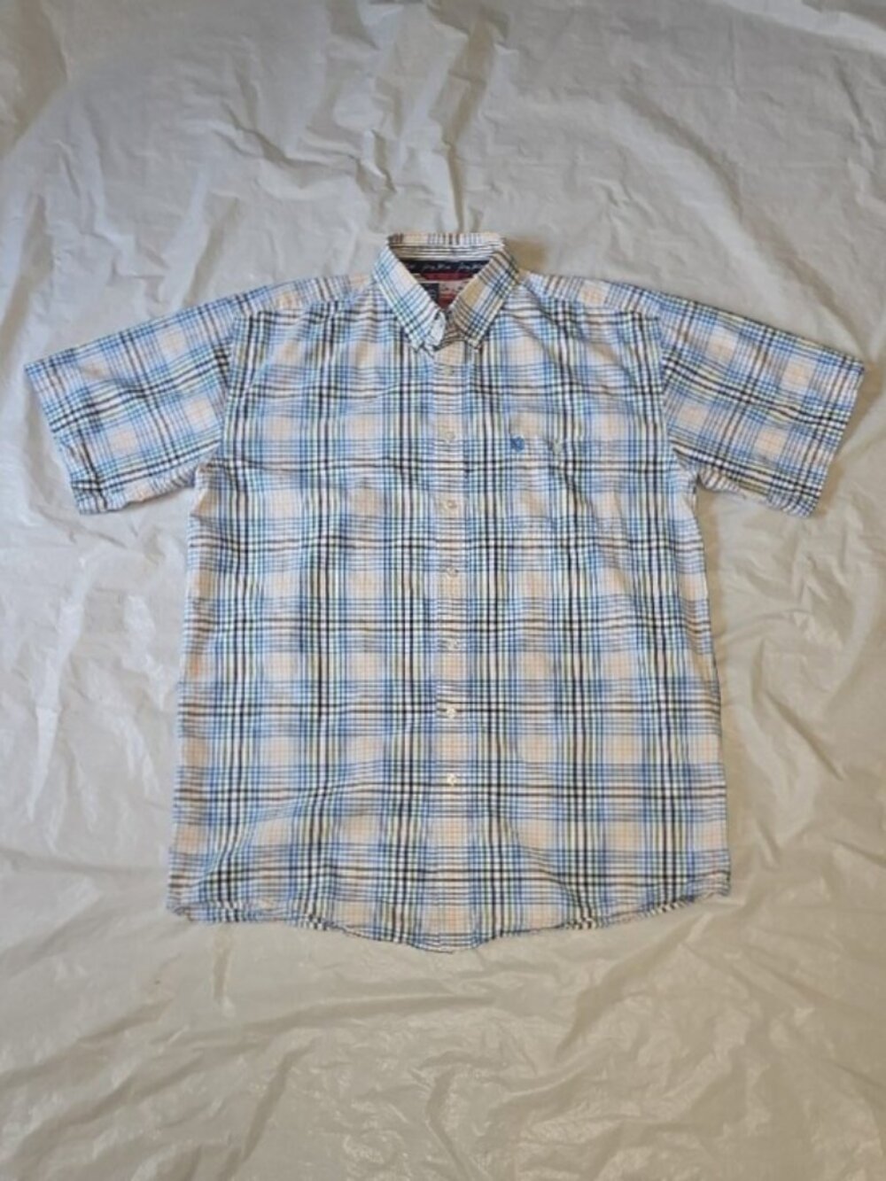 George Strait Wrangler Men's XLT Short-Sleeve Plaid Button Front Shirt Used